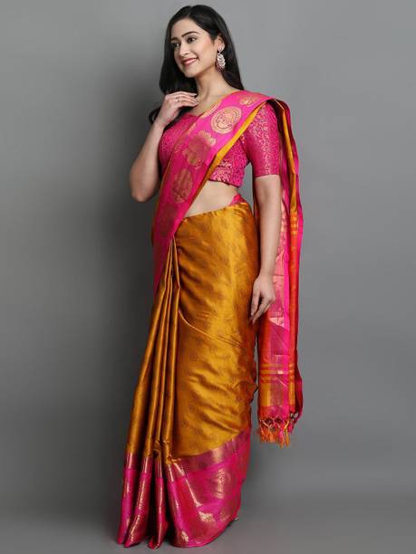 VILLAGIUS Woven Dharmavaram Jacquard Saree - Image 3