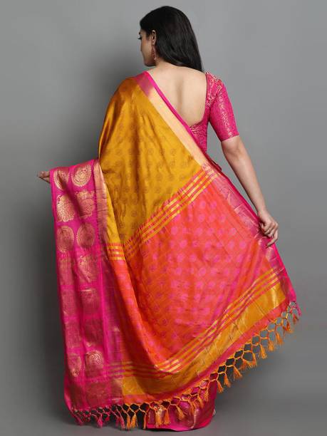 VILLAGIUS Woven Dharmavaram Jacquard Saree - Image 2