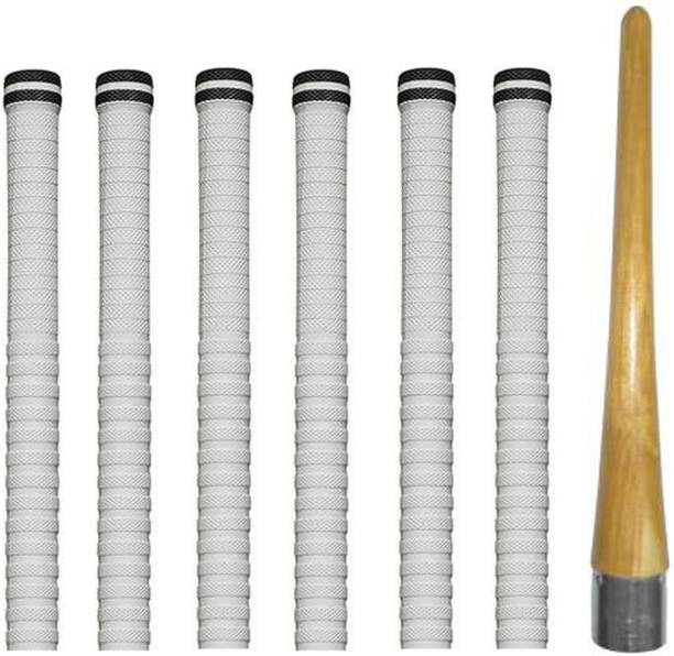 Y2M Combo of Six Cricket Bat White grip (XR) + 1 wooden cone (gripper) Ultra Tacky