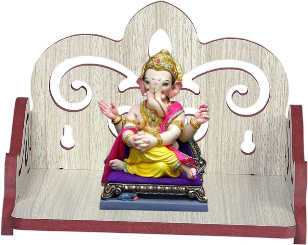 Rudrax Wooden Singhasan home Temple for God, Laddu Gopal Singahasan for Pooja Mandir, Singhasan for Diwali, Durga Pooja, Navratri, Ganesh Chaturthi - Multicolor (5.5 * 6 * 8 Inch) Engineered Wood Home Temple (Height: 14 cm) Engineered Wood Home Temple