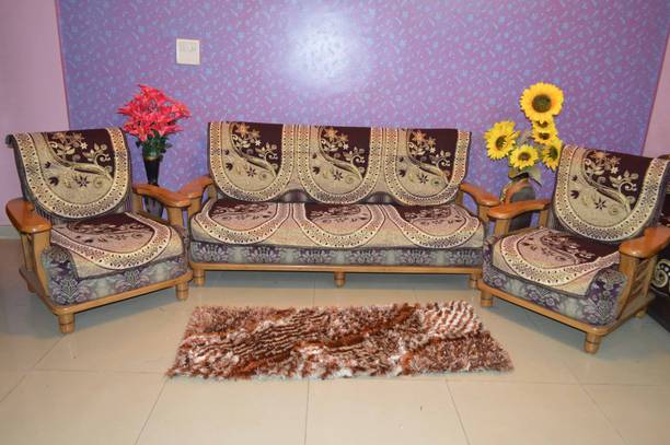 House Attire Polycotton Floral 3+2 Seater Sofa Cover