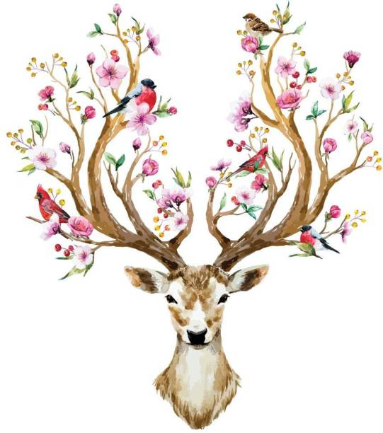 Asian Paints 64 cm Deer Antlers Vinyl Wall Removable Sticker