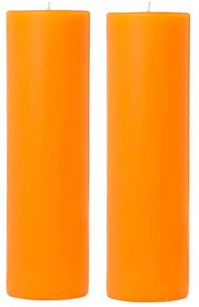 CHIKLIT ENTERPRISE Premium Orange Big Non Scented Pillar Candle (2" × 6" Each) (Pack of 2 Pcs) (Orange) Candle