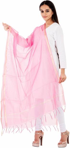 Art Silk Solid Pink Women Dupatta