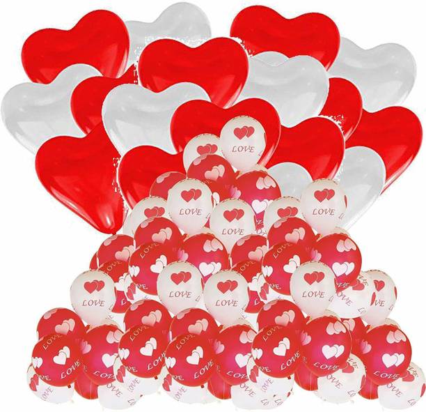 Masti Zone Printed Pack of 100 ( 25 Red + 25 White Heart Shape + 25 Red + 25 Whi