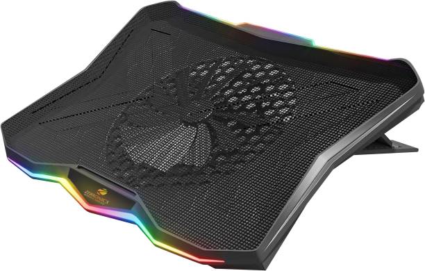 ZEBRONICS Zeb-NC7000 USB powered Laptop Cooling Pad for Laptops/Notebook up to 43.18cm (17), Large 170MM Fan with Controller, Silent Operation, Level adjustment, RGB Lights 1 Fan Cooling Pad