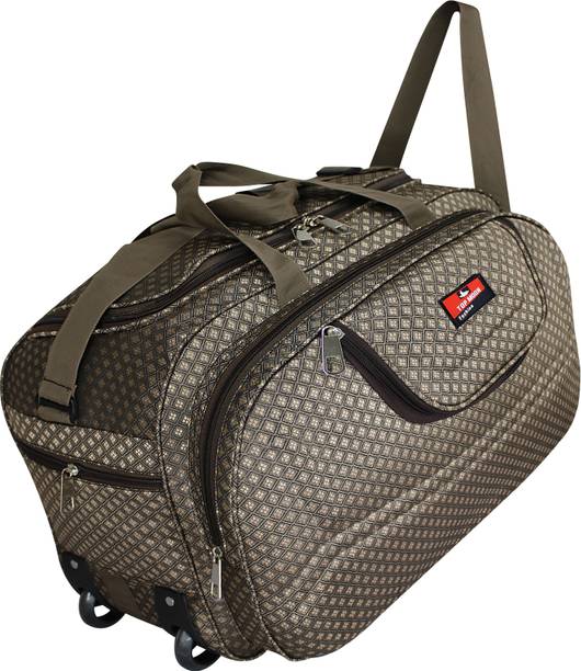 65 L Strolley Duffel Bag - BBD_Waterproof Luggage Travel Duffel Bag with Roller wheels Duffel Bag, Tp06 - Brown - Large Capacity