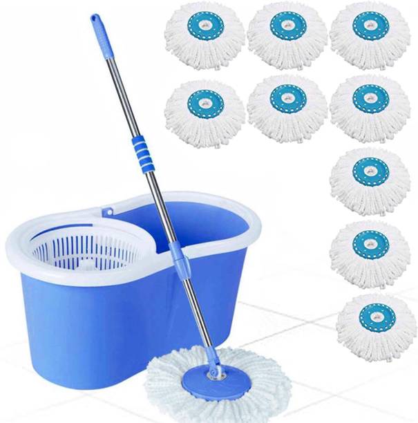 V-MOP Slandered Magic Spin Bucket Mop with 9 Refills Wet & Dry Mop