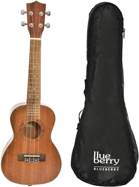 BLUEBERRY UK-20 Brown Concert Ukulele | AQUILA Strings (Strings Made in ITALY),|Sapele Body | Rosewood Bridge & Fingerboard| ABS Binding| Matte Finish, with Bag and Picks | Natural Brown Concert Ukulele
