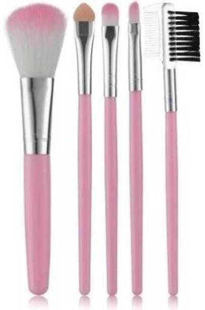 Puka Small five Pcs Pink Eyeshadow Foundation Eyebrow Lip Makeup Brush Fine Beauty