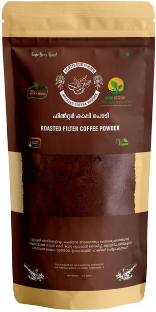 AGRITEQUE ORGANIC FARMS Premium Quality Roasted Filter Coffee Powder- 250 Grams Filter Coffee