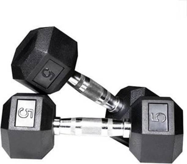 AS ENTERPRISES Dumbbell, 5 kgs, Pack of 2, Rubber Coated (For Men & Women) Fixed Weight Dumbbell