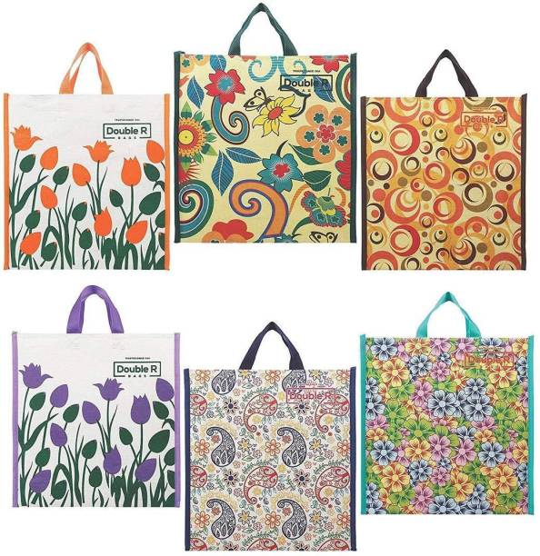 Double R Cotton Shopping Bags by Double R Bags - Kitchen Essentials (Tote/Carry Bag/Medium Reusable Grocery Bags, (Pack of 6) Pack of 6 Grocery Bags