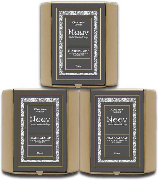 Neev Herbal Handmade Charcoal Soap (75gms) - Set of 3