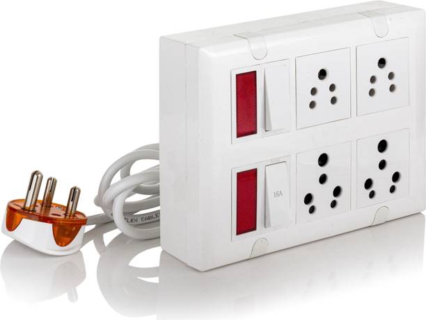 HI-PLASST 6A & 16A Extension Board with Individual Indicator Multi Outlet Electrical Switch Board with 2 Regular Sockets and 2 16A Socket Power Strip (20 Yard) 4  Socket Extension Boards