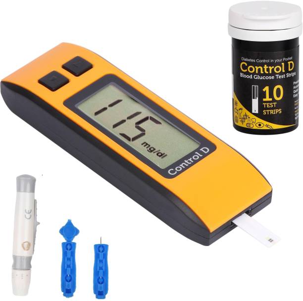 Control D Digital Sugar Testing Glucose Monitor Machine with 10 Strips Glucometer