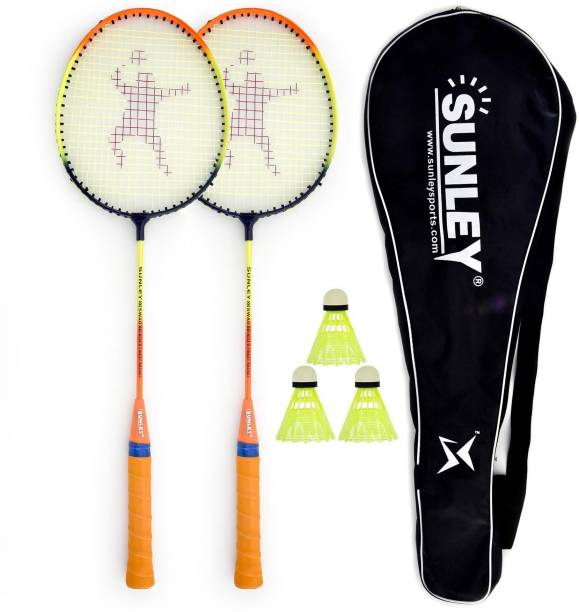 SUNLEY Swag Wide Body Badminton Combo Set of 2 Piece Racquet 3 Piece Plastic Shuttle with 1 Piece Attractive Cover Badminton Kit