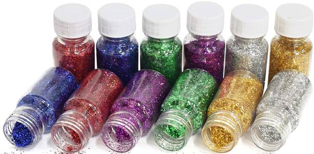IKIS Glitter Powder : Pack of 120gm : 20gm x 6 Colors ( 20gm Each Color)