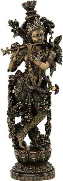 kakajiji Handicraft Cold Cast Copper Finished Lord Krishna Statue for Pooja Room I Idols for Home Decor I Idols for gift I laddu gopal murti I bronze god idols Decorative Showpiece  -  36.8 cm