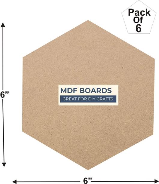 VARIETY 6" HEXAGON MDF PACK OF 6 Wooden Geometric Object