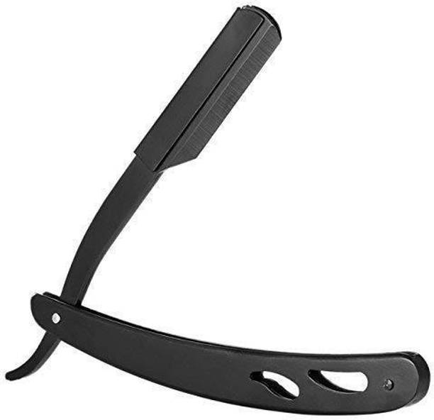 Stylazo Straight Edge Stainless Steel (Made In Dubai) Folding Shaving Razor-Matte Black, Men