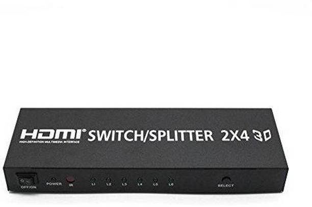 techut HDMI 2x4 Matrix Switch Splitter conver switcher with Remote Control 2 input 4 Output 4K 3D 1080p v1.4 Media Streaming Device