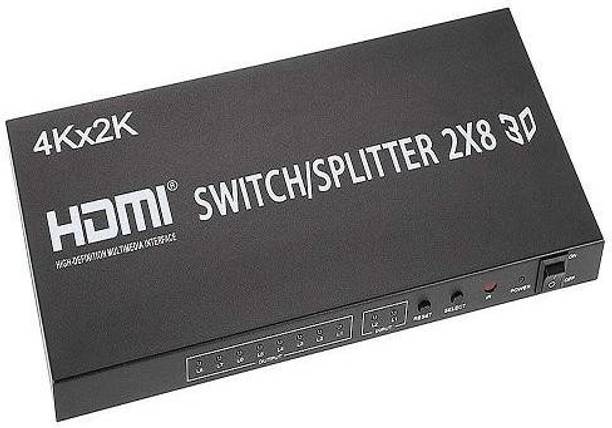 techut HDMI 2x8 Matrix Switch Splitter Converter Switcher with Remote Control 2 in 8 Out 4K 3D 1080p v1.4 Media Streaming Device
