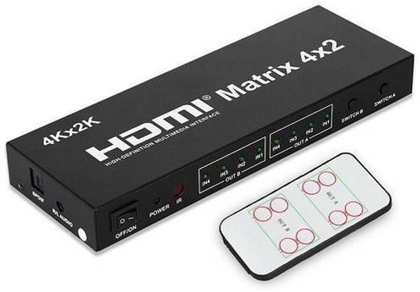 techut 4x2 HDMI Matrix switch Support ARC/MHL/4Kx2K3D HDMI 4 in 2 Switch Media Streaming Device