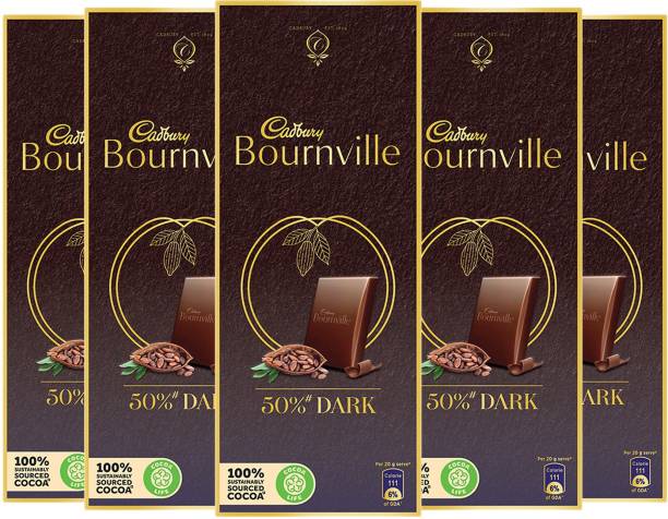 Cadbury Bournville 50% Cocoa Dark Chocolate Bar 80 g (Pack of 5) Bars