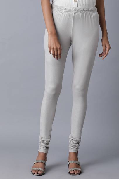 Women Skinny Fit Silver Viscose Rayon Trousers