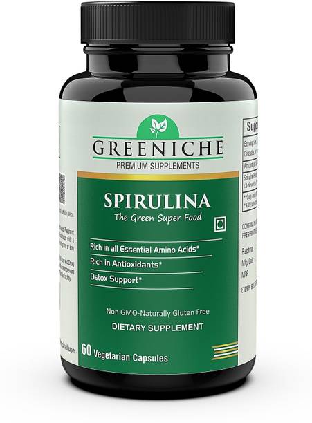 Greeniche Spirulina Superfood for Immunity, Antioxidant & Overall wellness - 60 Veg Capsules