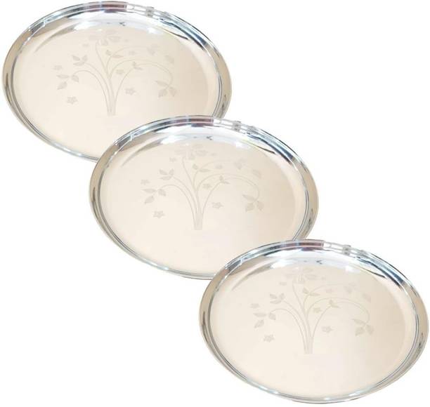 Omkar Enterprises 3 PCS Laser Thali Dinner Plate