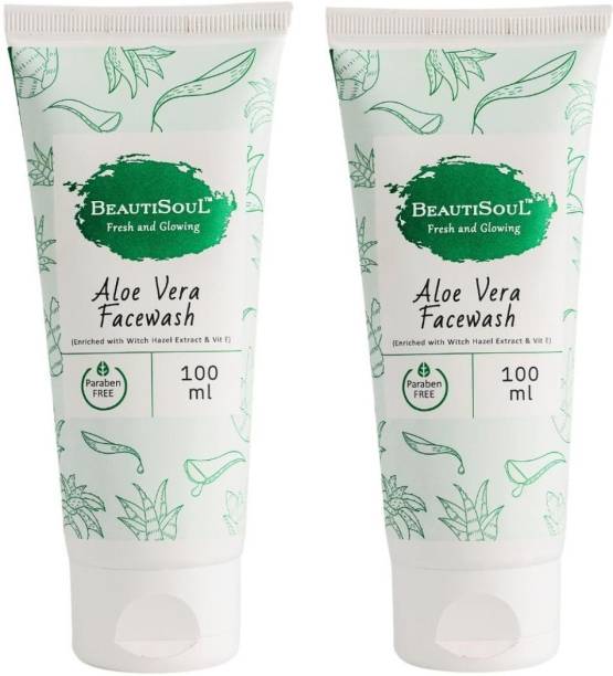 Beautisoul Aloe vera  with pure Aloe vera, Witch Hazel and Vitamin E (Pack of 2) Face Wash