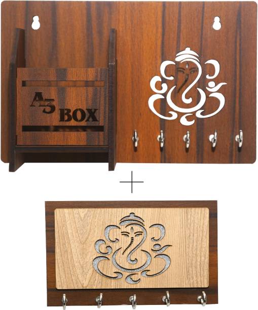 A3 BOX Special Addition Home Entryway Kitchen Office Bedroom Wall Mount Decorative Keys Organizer Combo Wood Key Holder