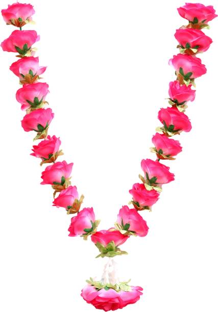 Geetanjali Handcrafted Artificial Flower Rose Garland | for Photos, Deity/God Idols, Home &Temple Decoration.(JM 200) (Pink) Plastic Garland
