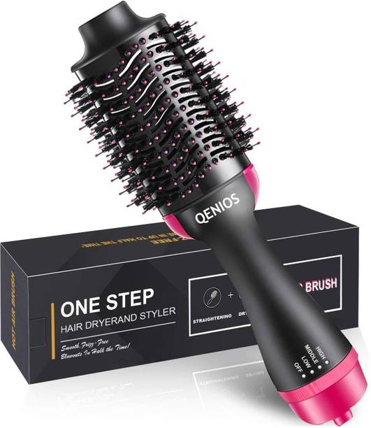 styleshop One Step Hair Dryer and Volumizer, Hot Air Brush, 3 in1 Styling Brush Styler, Negative Ion Hair Straightener Curler Brush for All Hairstyle | Black