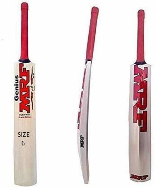 MRF (SIZE-6) TANNIS WOODEN KASHMERI POPULER WILLOW Poplar Willow Cricket  Bat For 15+ Yrs