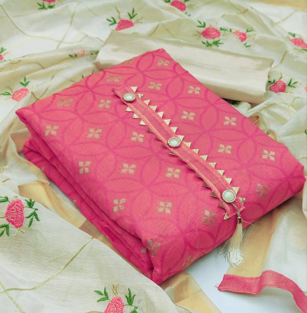 Unstitched Jacquard Salwar Suit Material Self Design Price in India