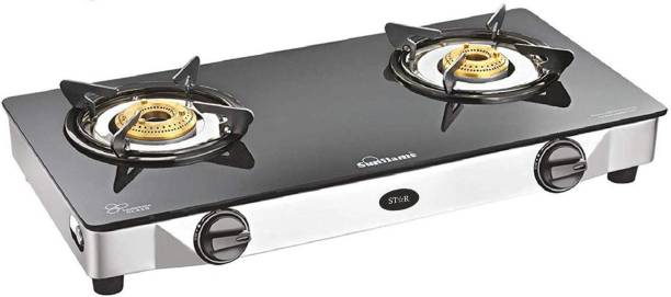 SUNFLAME Star 2 burner SS gas stove Stainless Steel, Glass Manual Gas Stove
