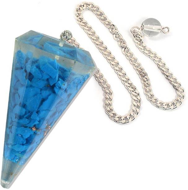 REIKI CRYSTAL PRODUCTS Turquoise Dowser Natural Crystal Orgone Dowser Reiki Healing Stone Orgonite Pendulum Semi Precious Gemstone 6 faceted Orgonite Turquoise Pendulum 1 inch approx Decorative Showpiece  -  4 cm