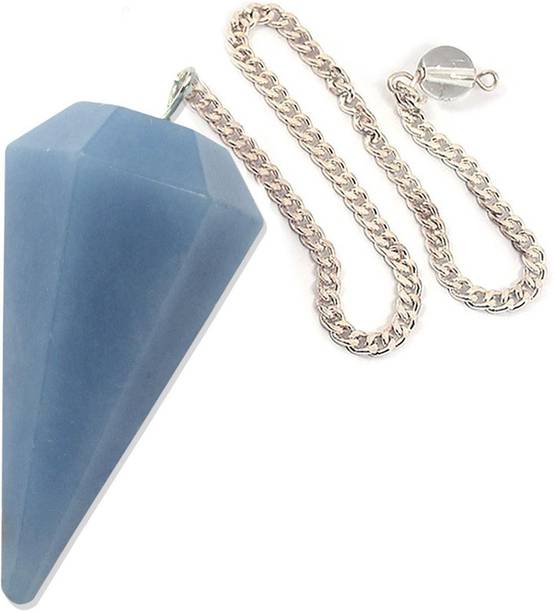 REIKI CRYSTAL PRODUCTS Angelite Dowser Natural Crystal Dowser Reiki Healing Stone Pendulum Semi Precious Gemstone 6 Faceted Angelite Pendulum 1 Inch Approx Decorative Showpiece  -  3 cm