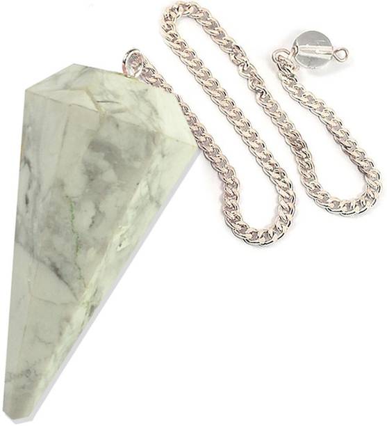 REIKI CRYSTAL PRODUCTS Howlite Dowser Natural Crystal Dowser Reiki Healing Stone Pendulum Semi Precious Gemstone 6 Faceted Howlite Pendulum 1 Inch Approx Decorative Showpiece  -  3 cm