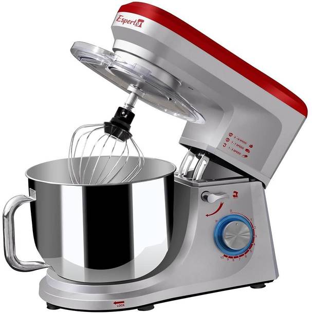 Inalsa 1400 W Silver, Red Stand Mixer