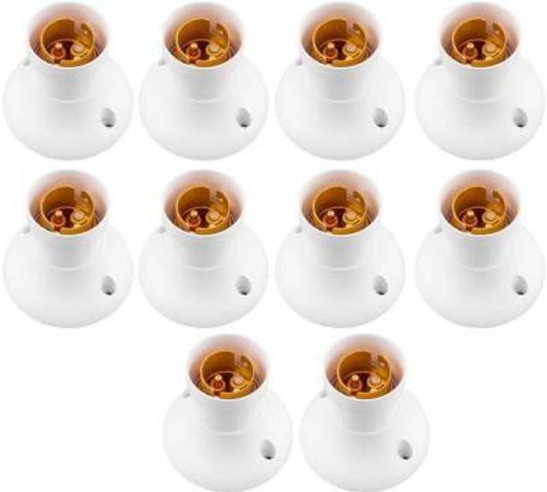 JELECTRICALS Delux Batten Holder Poly-carbonate, Holder For Bulb for Home, Office, School, etc Pack of 10 Brass Light Socket