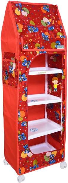 FLIPZON Baby 5 Shelve Unbreakable Material PVC Collapsible Wardrobe