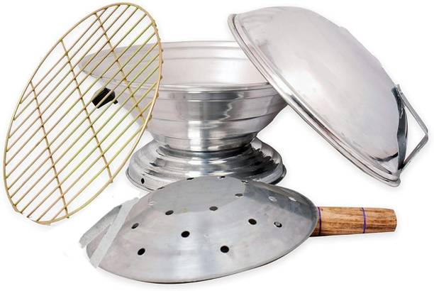 maa narmada Aluminum Tandoor Bati Maker Baking Oven, 1 Piece, Silver Gas Tandoor, Barbecue Grill Food Steamer Cookware Set (Aluminium, 1 - Piece) Induction Bottom Cookware Set