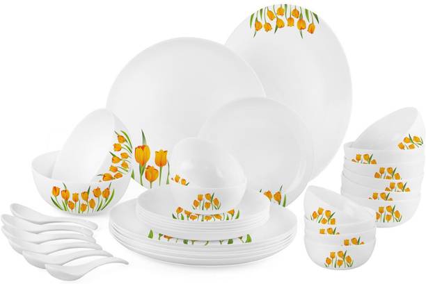 cello Pack of 33 Opalware Royale Tulip Field 33 Pcs Dinner Set