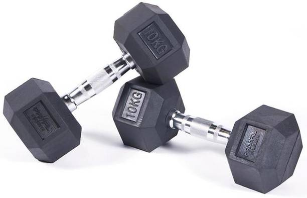 EXTREME FIT Hexa Dumbbell Double Hexagon (10kg X 2) for Home Gym Workout Fixed Weight Dumbbell