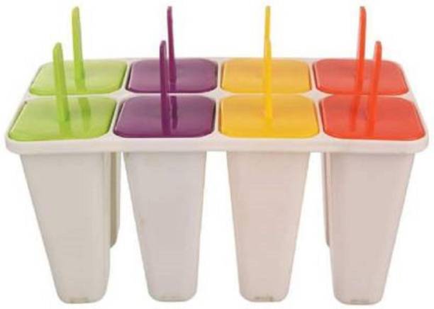 Cltllzen 8 Pcs Ice Cream Candy Kulfi Maker Popsicle Mould Set Multicolor Plastic Ice Cube Tray