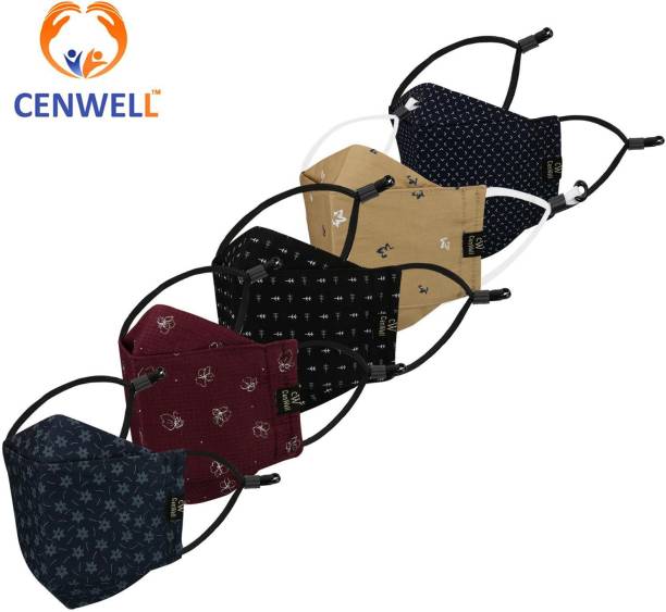 CENWELL 5 Pcs Pure Cotton Mask Reusable Fabric N95 for Men & Women 3D CLOTH MASK Water Resistant, Reusable, Washable Cloth Mask With Melt Blown Fabric Layer